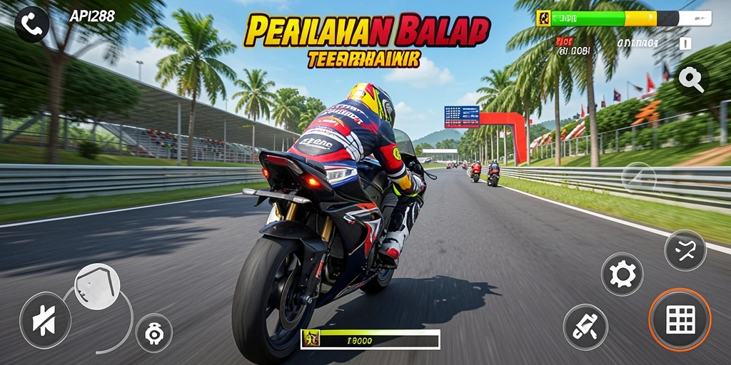 Tampilan gameplay seru dari balapan motor di API288.