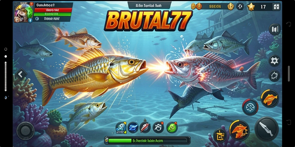 Screenshot BRUTAL77 menampilkan aksi seru dalam Tembak Ikan.
