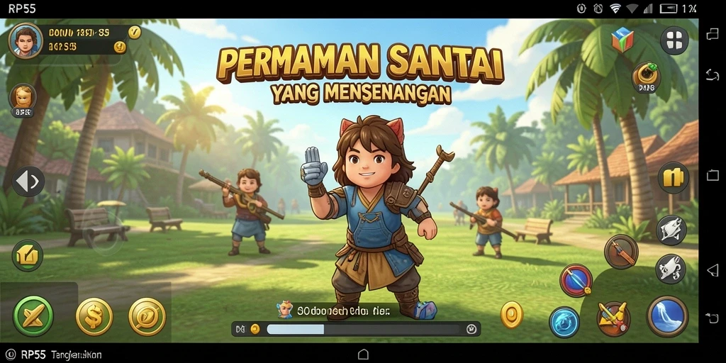 Screenshot gameplay RP55 menunjukkan tingkat keseruan dan kemudahan bermain.