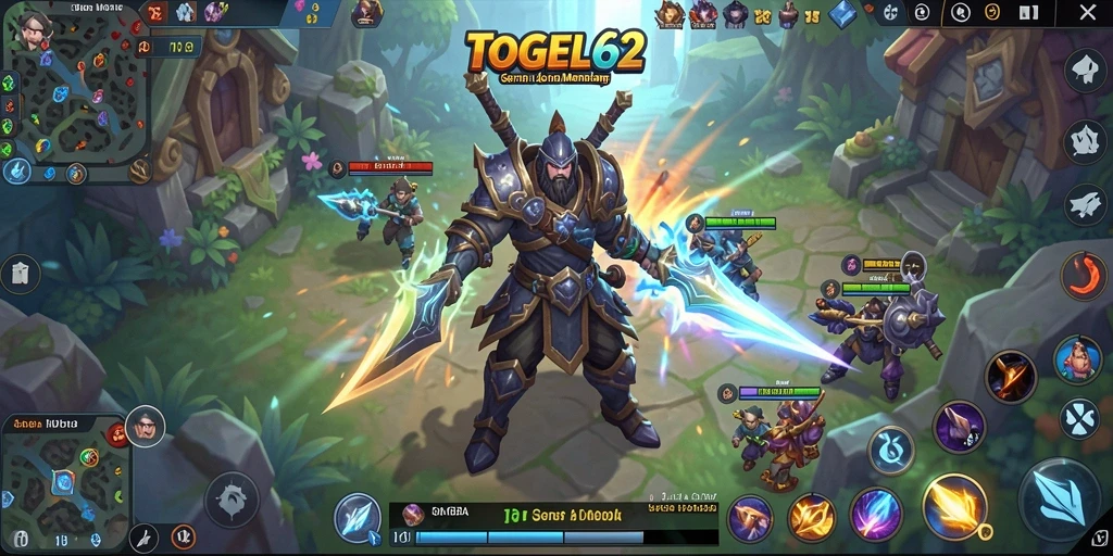 Gameplay menarik dari TOGEL62 menampilkan pertarungan tim MOBA.