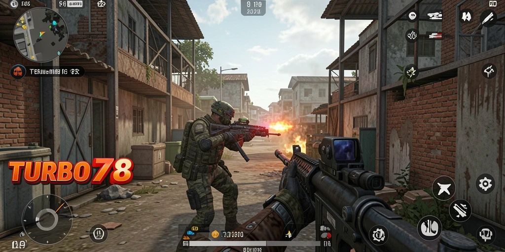 Screenshot menunjukkan aksi mendebarkan dari gameplay TURBO78 dengan grafis menawan.